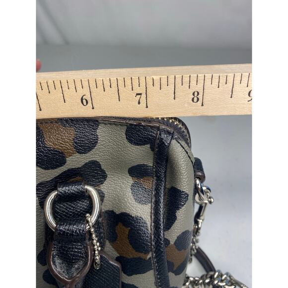 Coach Mini Bennett Satchel Ocelot Print Crossbody Handbag Grey Classic Small - Picture 9 of 16